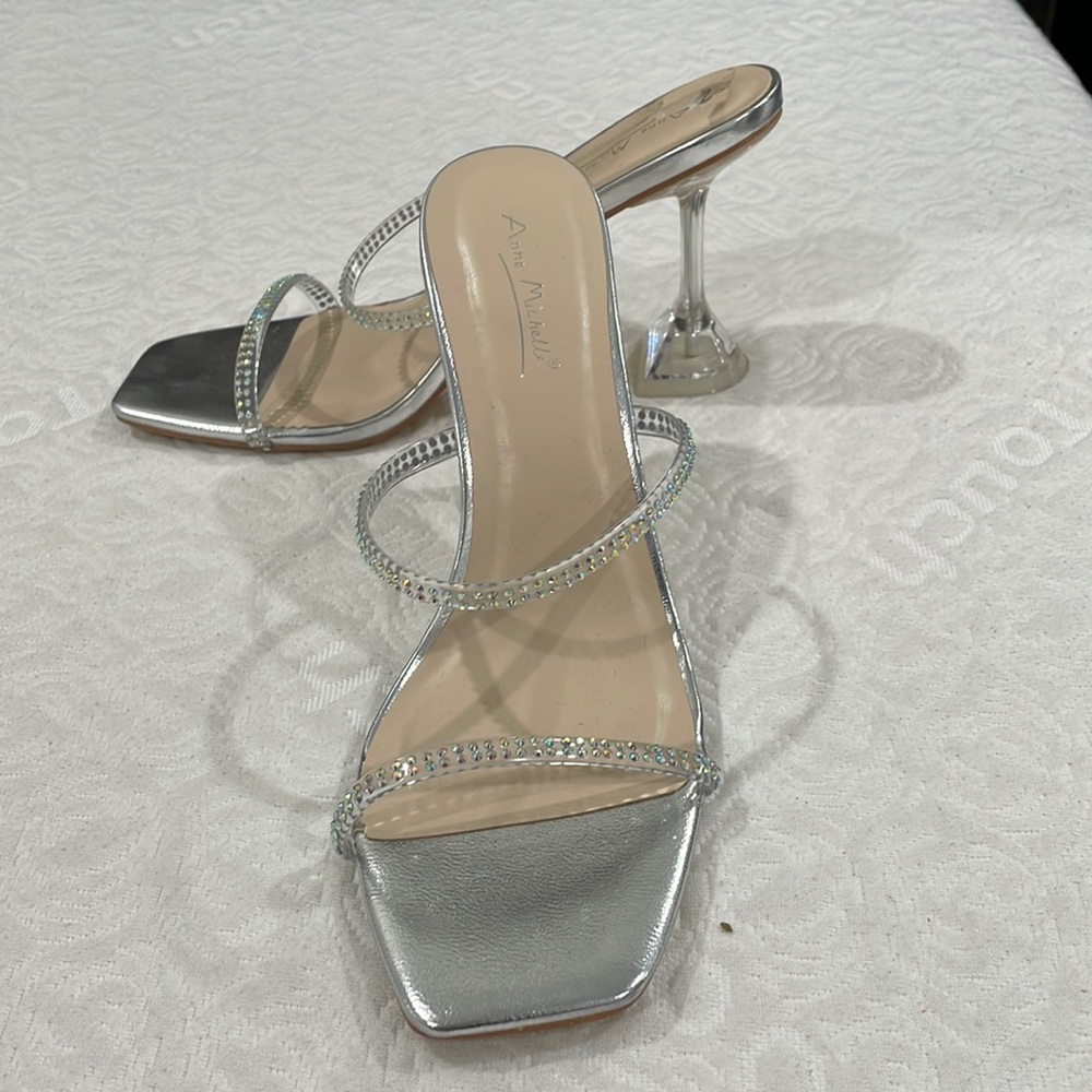 Clear heels with diamonds two straps